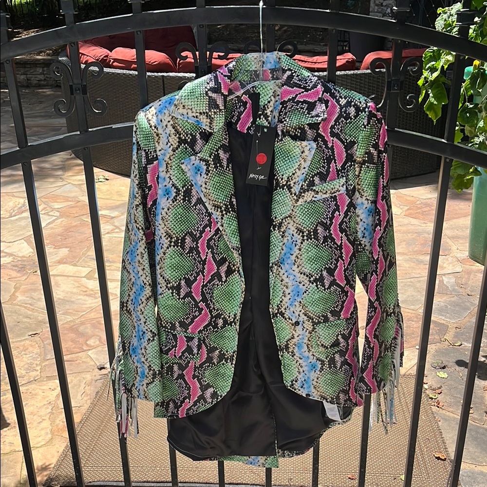 Nasty Gal faux leather snakeskin Blazer Jacket (from The Other Black Girl set)